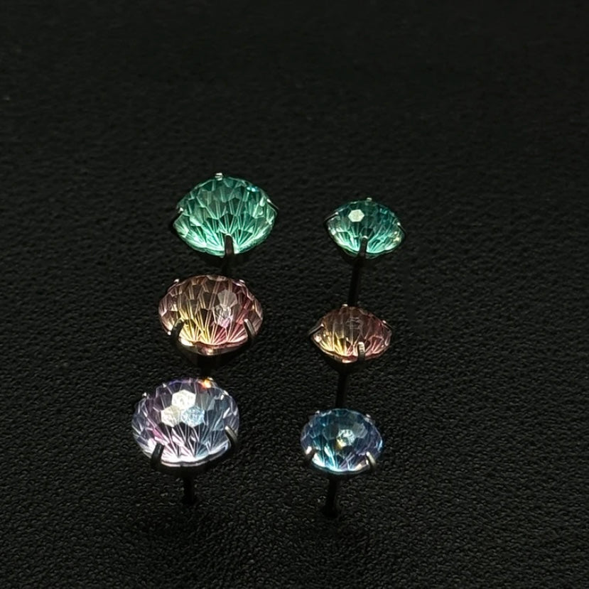Titanium steel synthetic zircon stud earrings, colorful Moissanite diamond earrings for both men and women