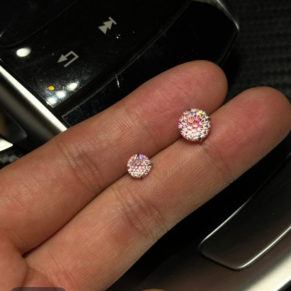 Titanium steel synthetic zircon stud earrings, colorful Moissanite diamond earrings for both men and women