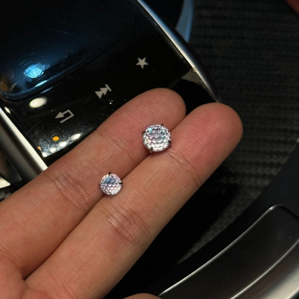 Titanium steel synthetic zircon stud earrings, colorful Moissanite diamond earrings for both men and women