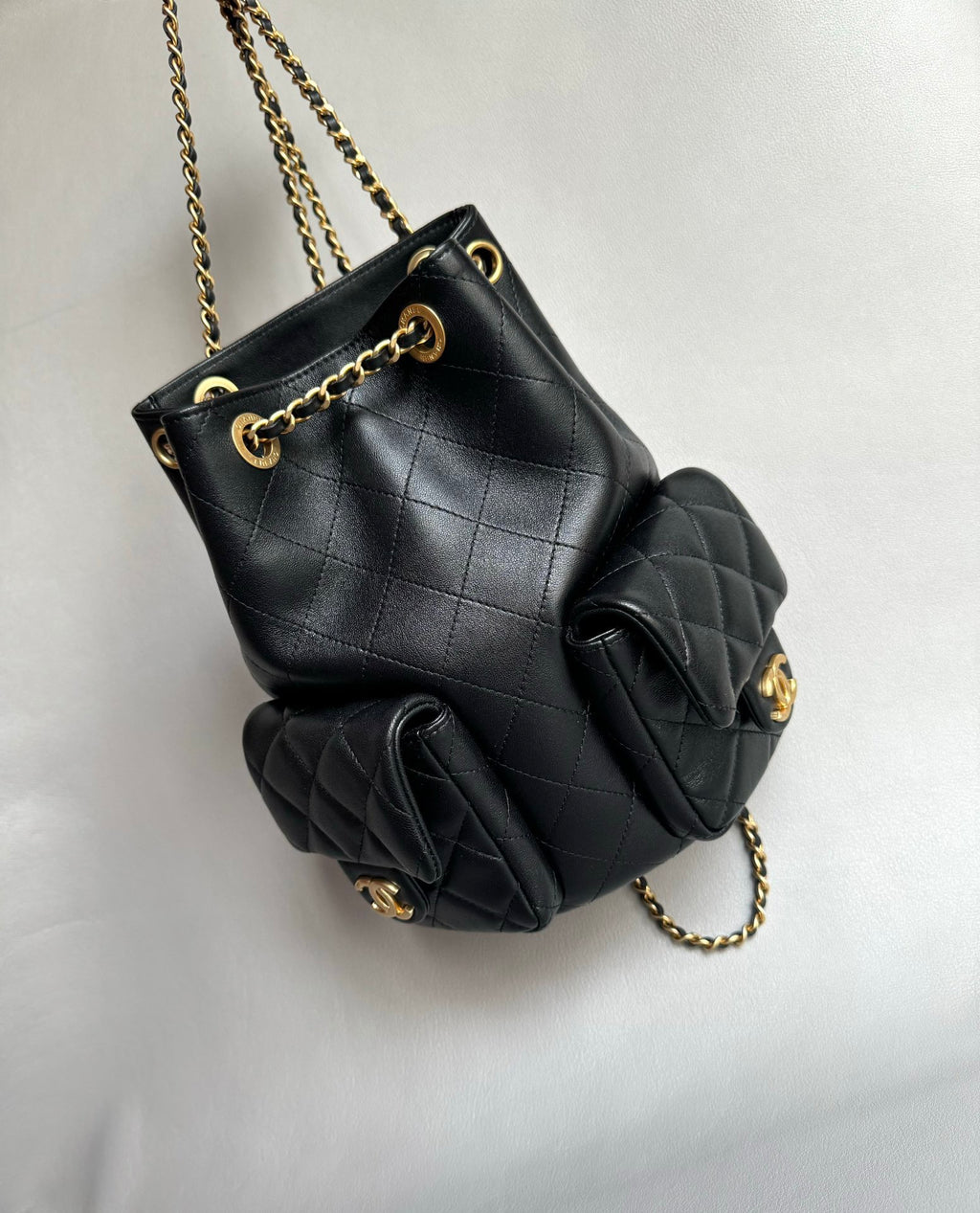 CHANEL-25C backpack golden/sliver