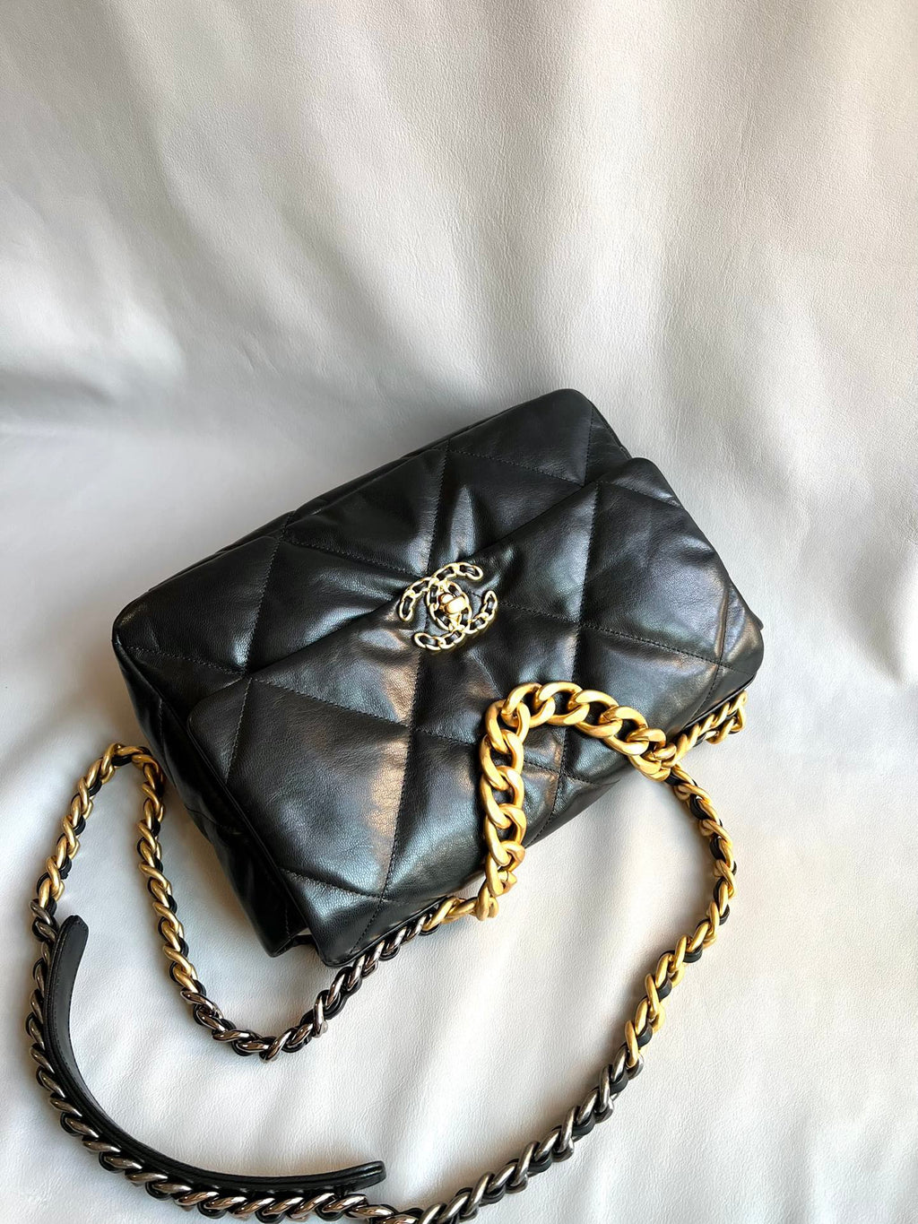 CHANEL-19 bag golden/sliver