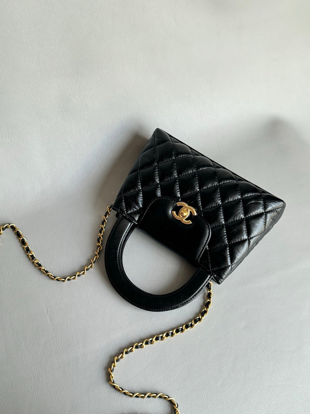 CHANEL-25C kelly with handle golden/sliver