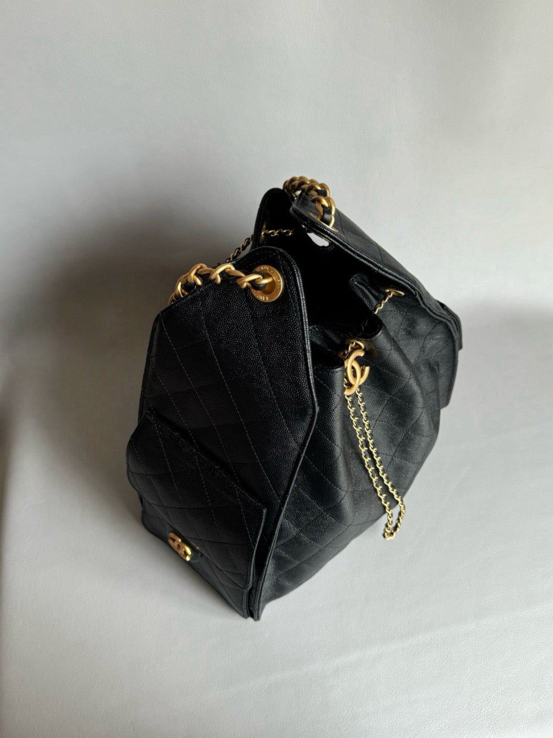 CHANEL-25BAG caviar golden/sliver