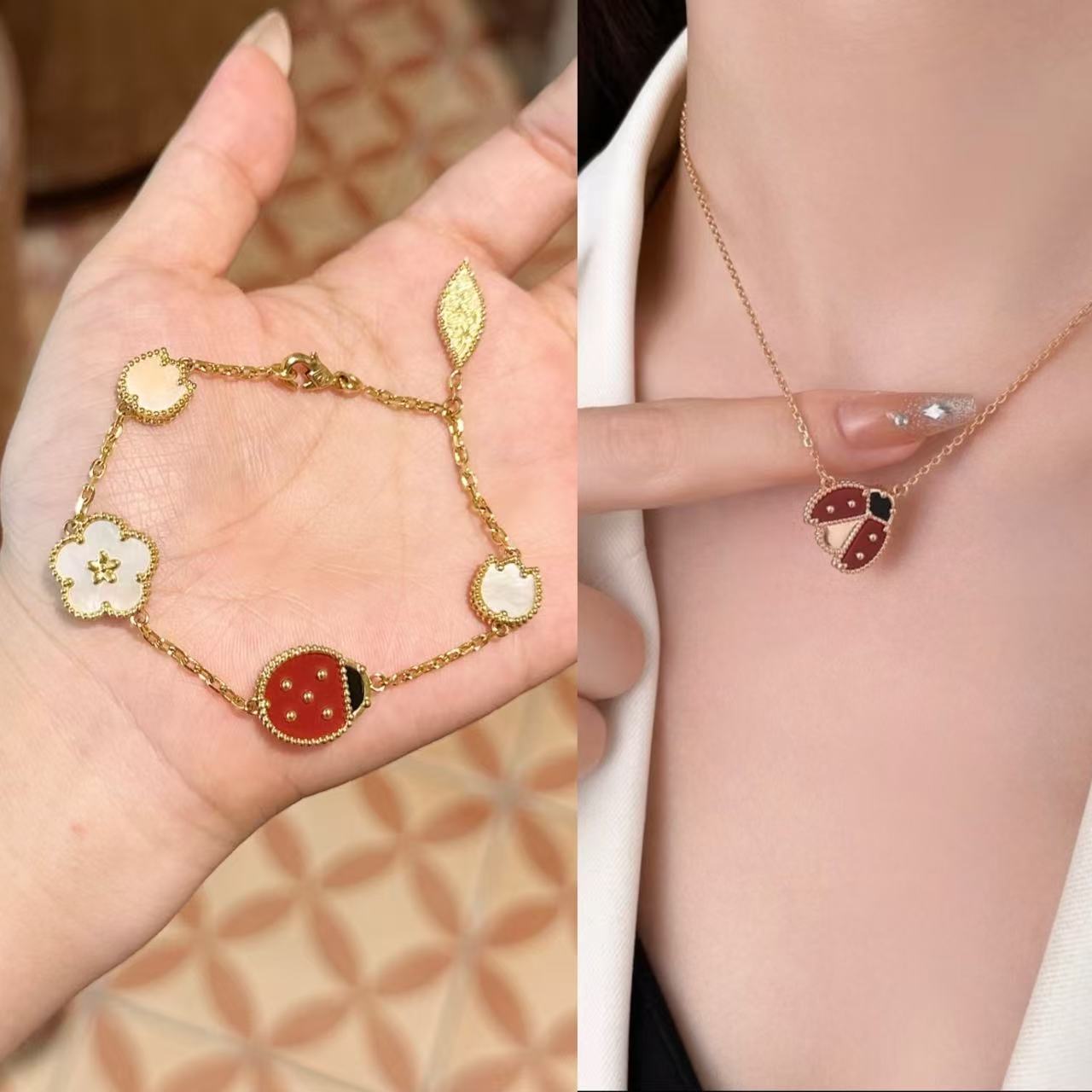 Red ladybug bracelet, seven-star ladybug bracelet, female animal style, niche light luxury bracelet