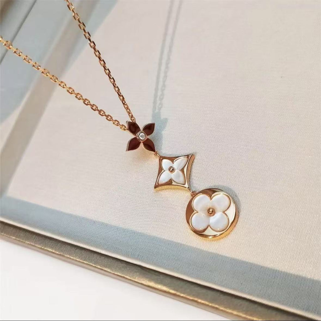 This fashionable mother-of-pearl titanium steel necklace is a niche design for women, versatile and never fades