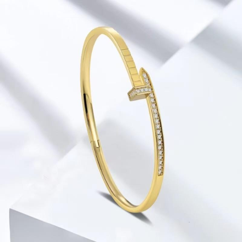 A simple and trendy female couple bracelet studded with nails and diamonds, featuring a starry sky