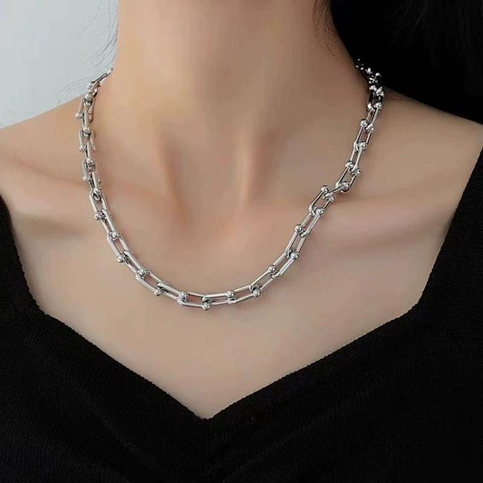 U-shaped horseshoe buckle necklace, a trendy, high-end, light luxury and niche collarbone chain accessory for women