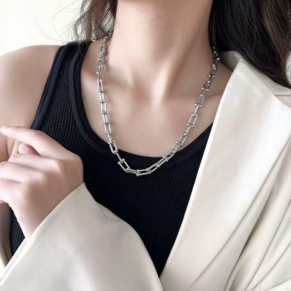 U-shaped horseshoe buckle necklace, a trendy, high-end, light luxury and niche collarbone chain accessory for women