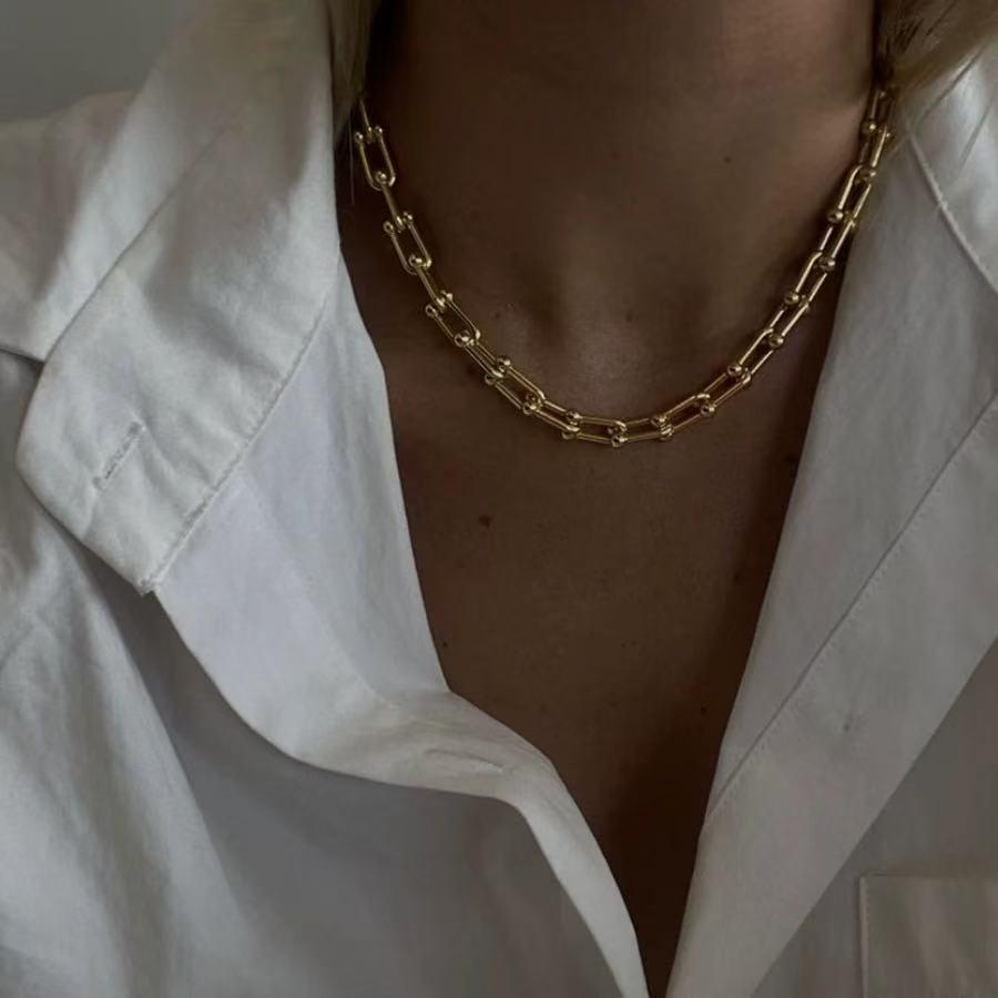 U-shaped horseshoe buckle necklace, a trendy, high-end, light luxury and niche collarbone chain accessory for women