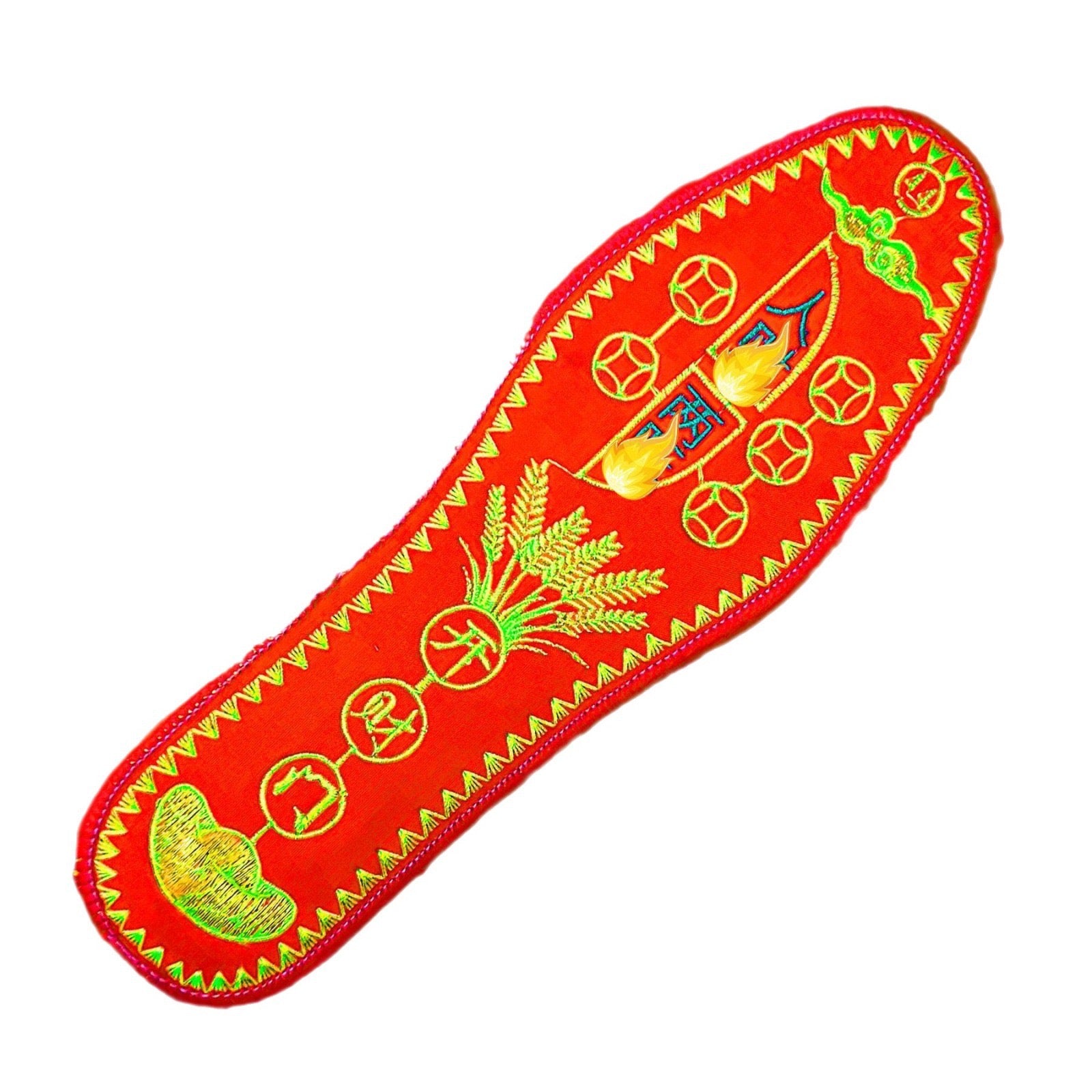 FENG SHUI - 10 Foot Seven Stars men's and women's embroidered red auspicious Year of this life embroider handcrafted insole copper coin pattern anti-bacterial sweats