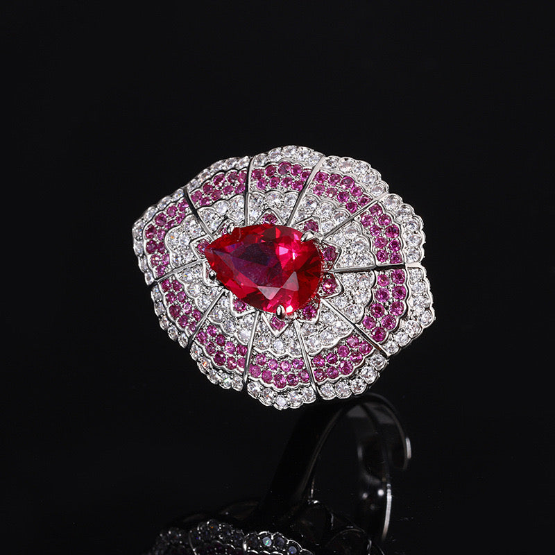 FENG SHUI - 15 Jewelry set necklace Pendant red zircon earrings Baroque retro earrings European and American rings