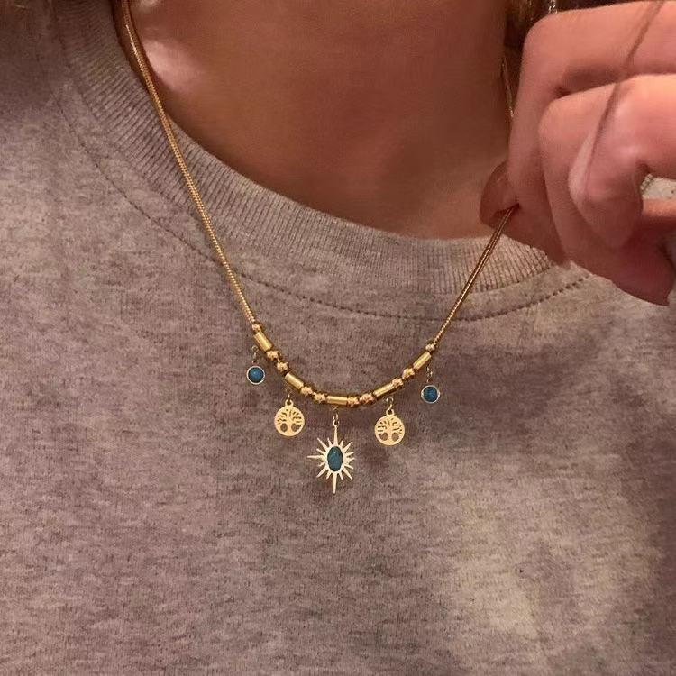 FENG SHUI - 16 vintage sunflower necklace niche design sense of high class