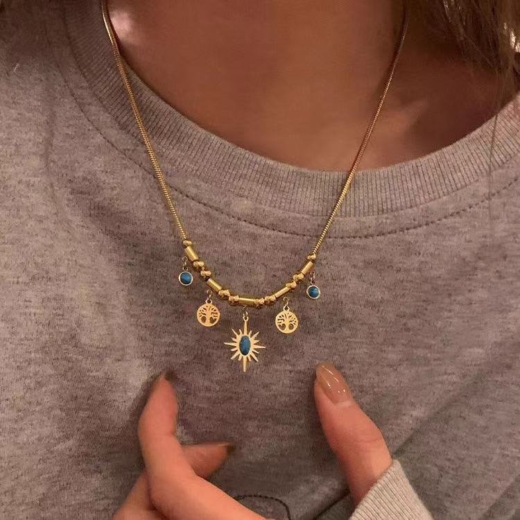 FENG SHUI - 16 vintage sunflower necklace niche design sense of high class