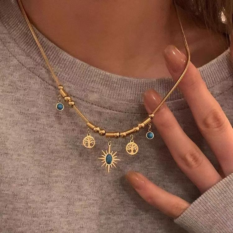 FENG SHUI - 16 vintage sunflower necklace niche design sense of high class