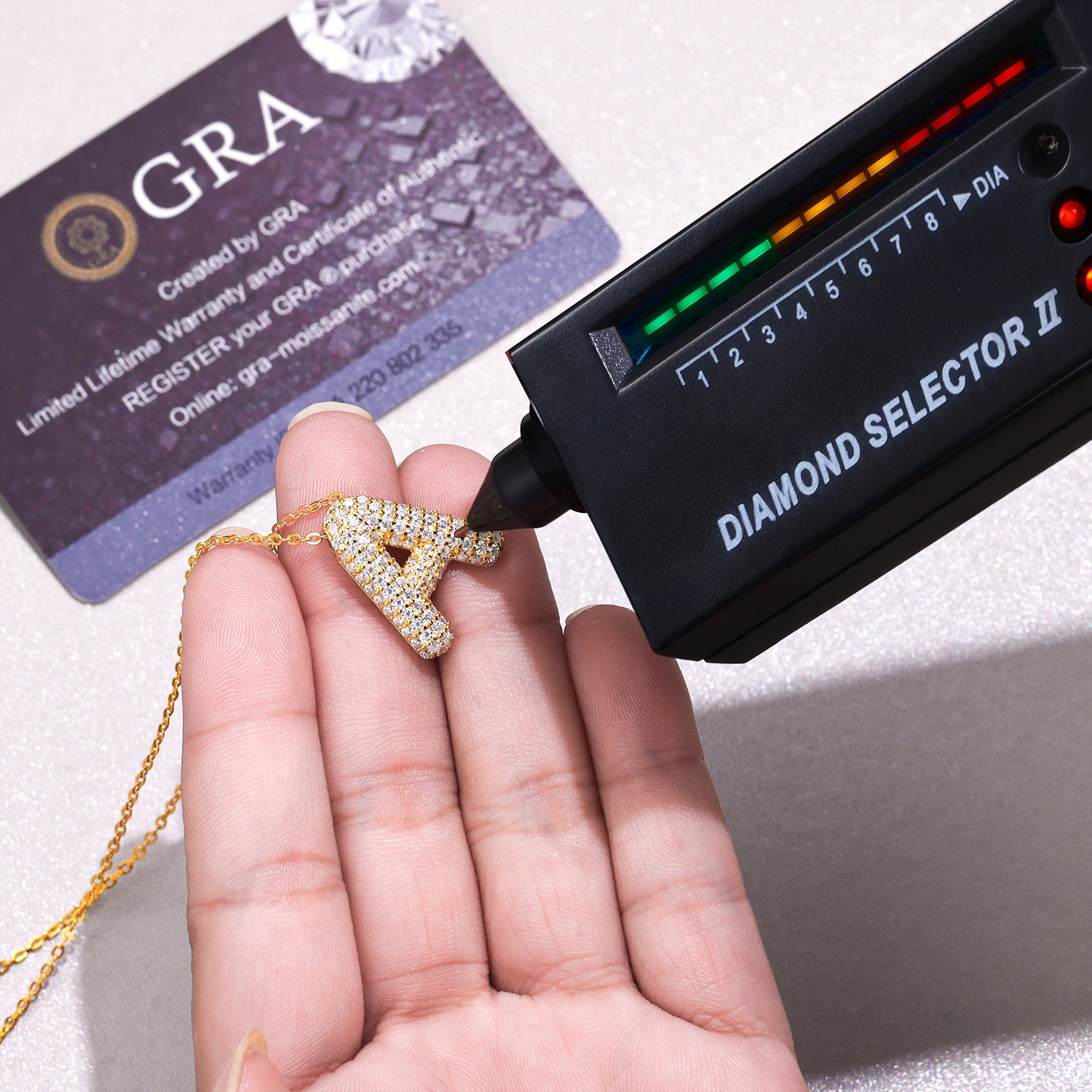 FENG SHUI - 19 New letter pendant necklace 925 silver plated 18k gold clavicle chain fashion with Moissanite chain