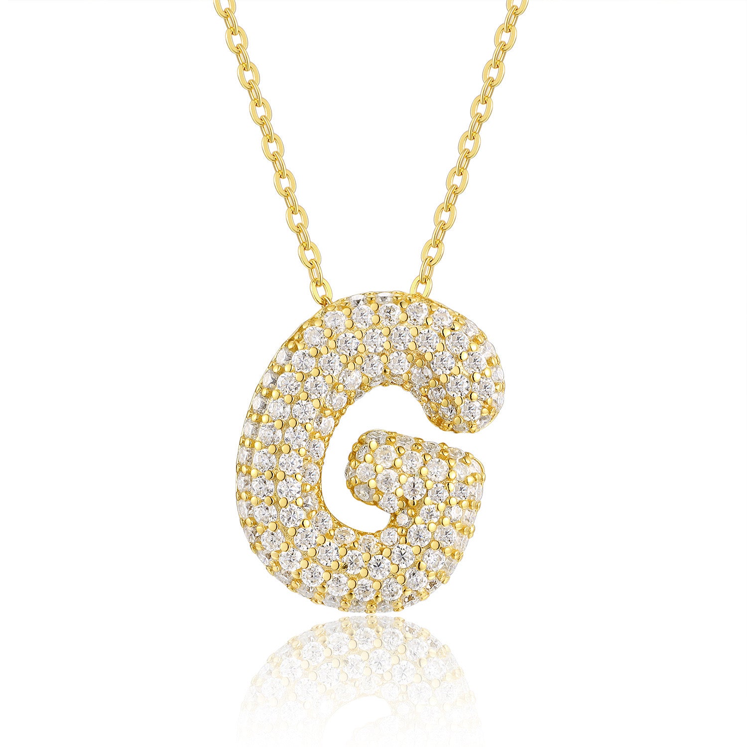 FENG SHUI - 19 New letter pendant necklace 925 silver plated 18k gold clavicle chain fashion with Moissanite chain