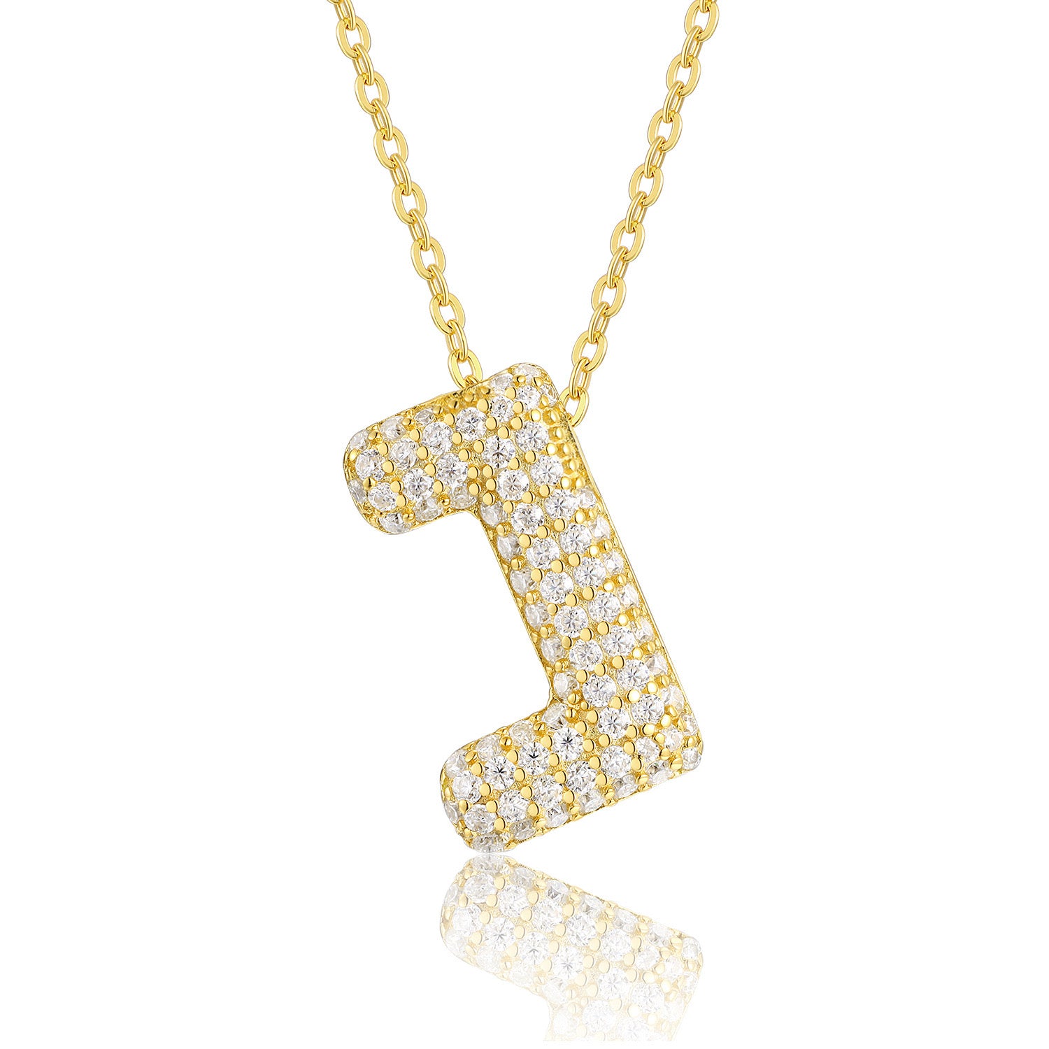 FENG SHUI - 19 New letter pendant necklace 925 silver plated 18k gold clavicle chain fashion with Moissanite chain