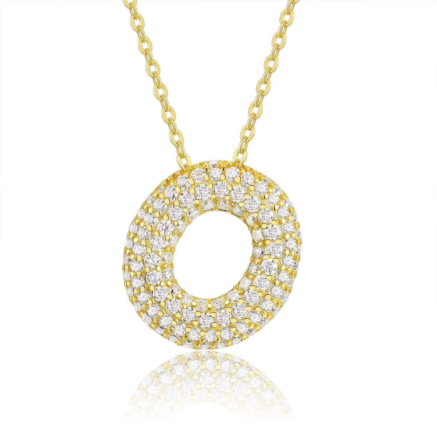 FENG SHUI - 19 New letter pendant necklace 925 silver plated 18k gold clavicle chain fashion with Moissanite chain