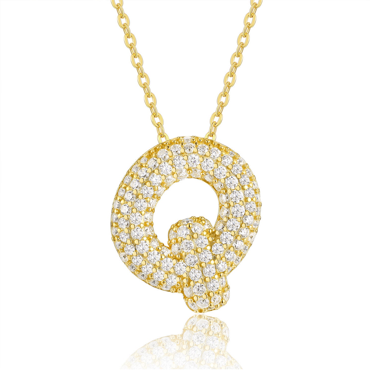 FENG SHUI - 19 New letter pendant necklace 925 silver plated 18k gold clavicle chain fashion with Moissanite chain