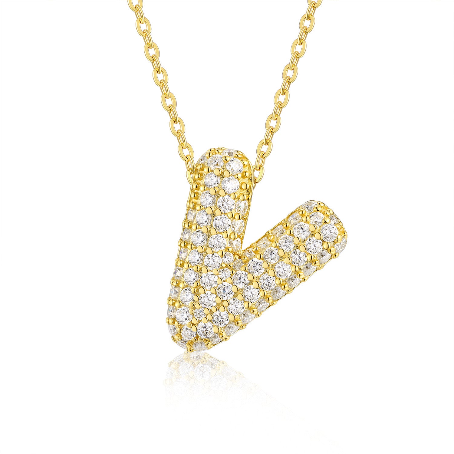 FENG SHUI - 19 New letter pendant necklace 925 silver plated 18k gold clavicle chain fashion with Moissanite chain