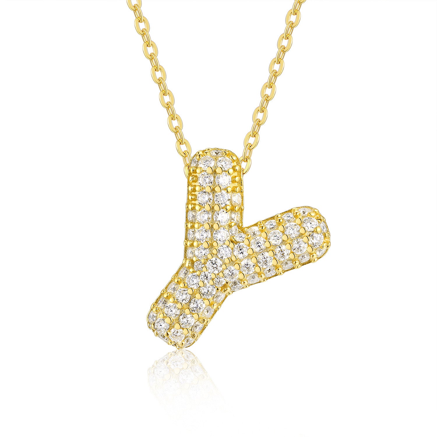 FENG SHUI - 19 New letter pendant necklace 925 silver plated 18k gold clavicle chain fashion with Moissanite chain