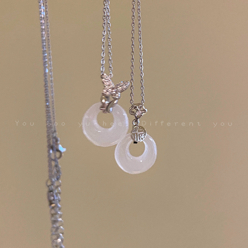 FENG SHUI - 20 New Chinese peace button pendant necklace women's light luxury high-grade sense clavicle chain