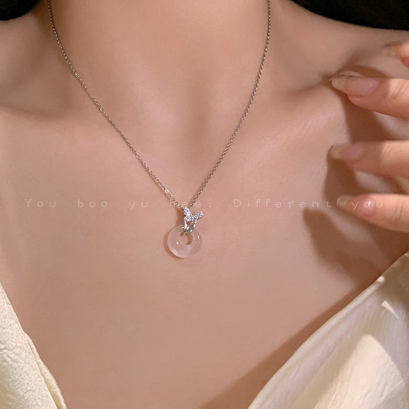FENG SHUI - 20 New Chinese peace button pendant necklace women's light luxury high-grade sense clavicle chain