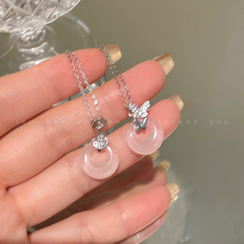 FENG SHUI - 20 New Chinese peace button pendant necklace women's light luxury high-grade sense clavicle chain