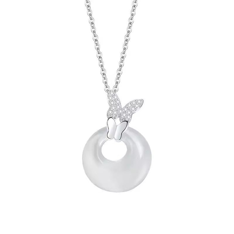 FENG SHUI - 20 New Chinese peace button pendant necklace women's light luxury high-grade sense clavicle chain