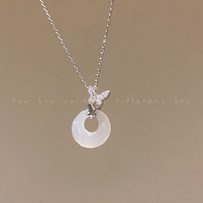 FENG SHUI - 20 New Chinese peace button pendant necklace women's light luxury high-grade sense clavicle chain