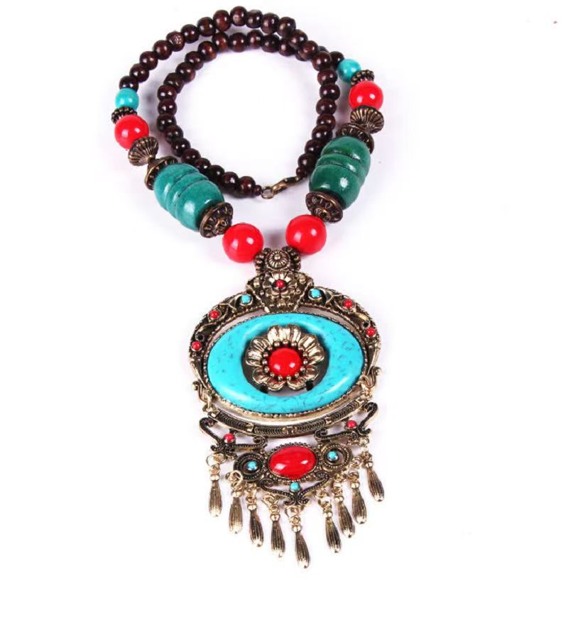 FENG SHUI - 23 Bohemian disc floral fringe necklace Ethnic beach new sweater chain