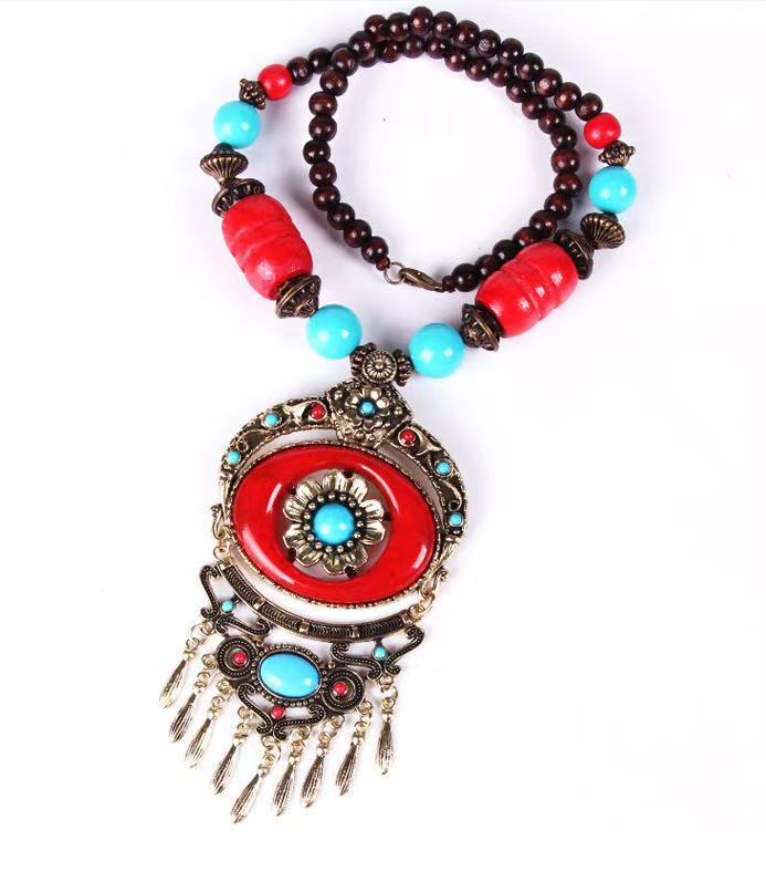 FENG SHUI - 23 Bohemian disc floral fringe necklace Ethnic beach new sweater chain