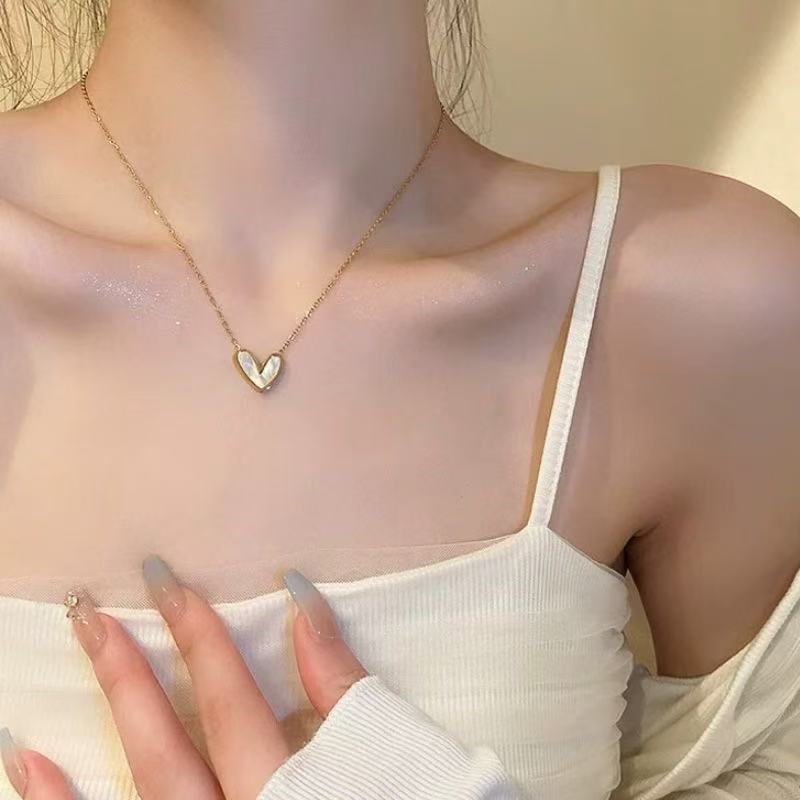 FENG SHUI - 24 S925 sterling silver white Friary love necklace for women with simple light luxury high-grade new autumn and winter sweater chain