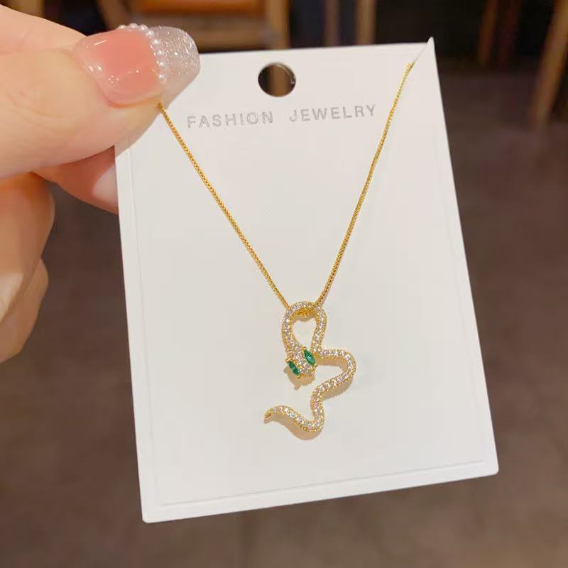 FENG SHUI - 29 2025 new zircon snake necklace personality fashion unique sweet cool all senior sense clavicle chain