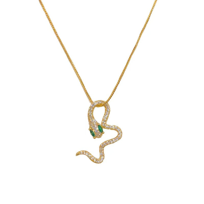 FENG SHUI - 29 2025 new zircon snake necklace personality fashion unique sweet cool all senior sense clavicle chain