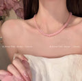 FENGSHUI-38 Natural pink stone necklace, simple temperament hundred collocation decoration