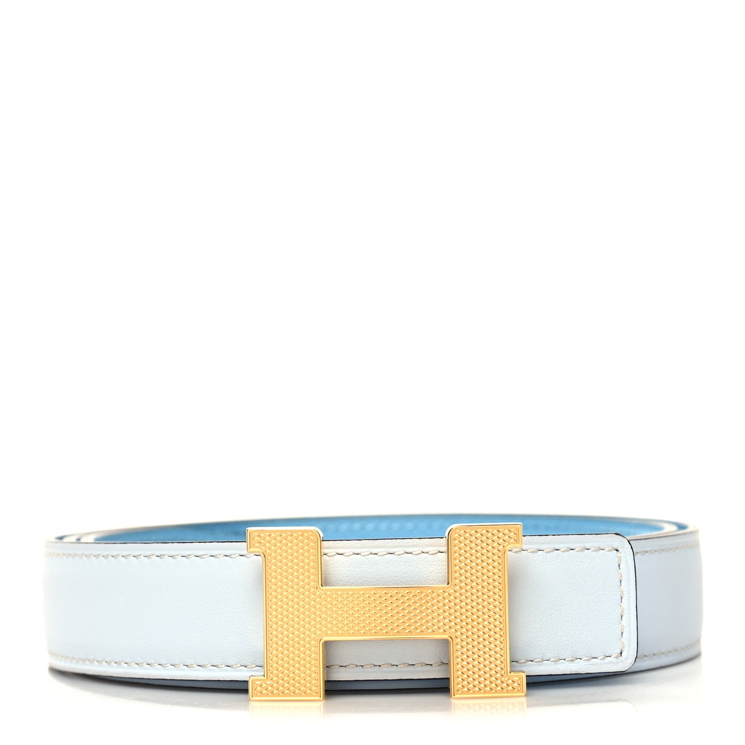 Epsom Swift 32mm Guilloche H Belt 85 34 Bleu Brume Celeste
