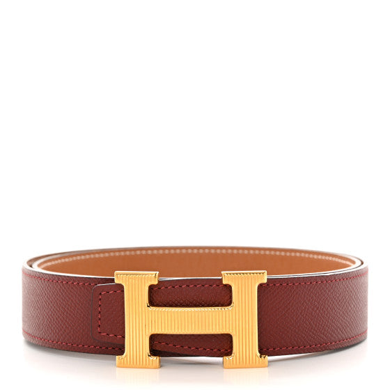 Epsom 32mm Striee H Belt 80 32 Gold Rouge H