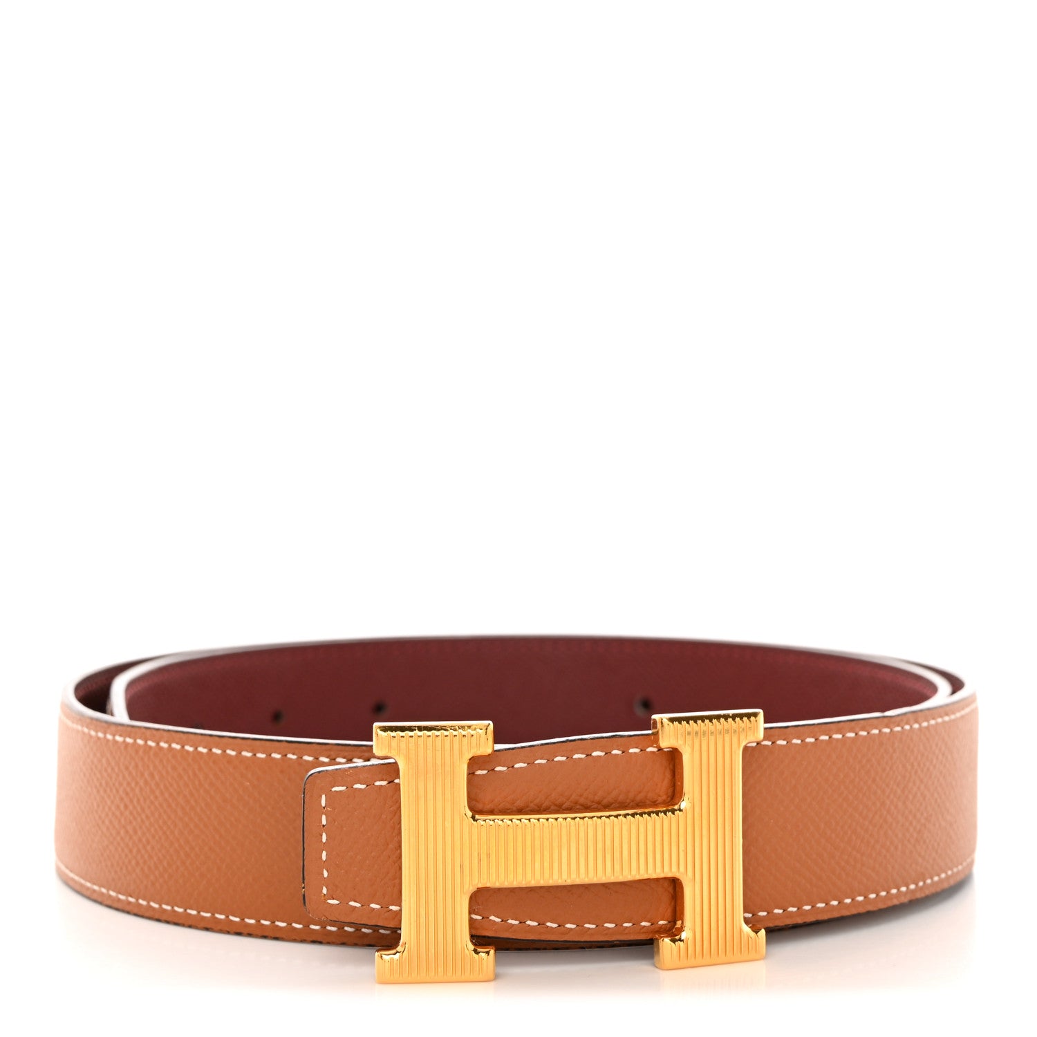 Epsom 32mm Striee H Belt 80 32 Gold Rouge H