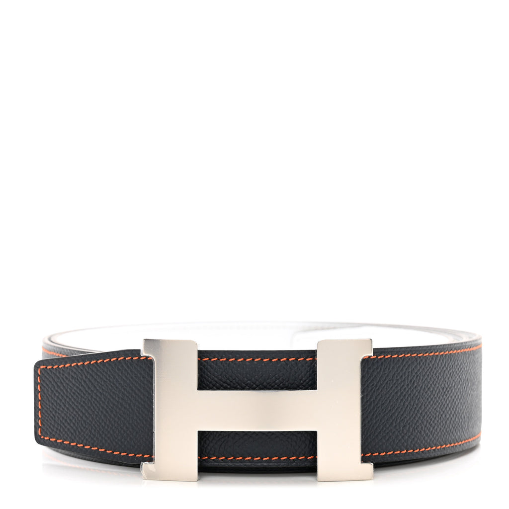Epsom 38mm H Belt 110 Bleu Indigo White Orange