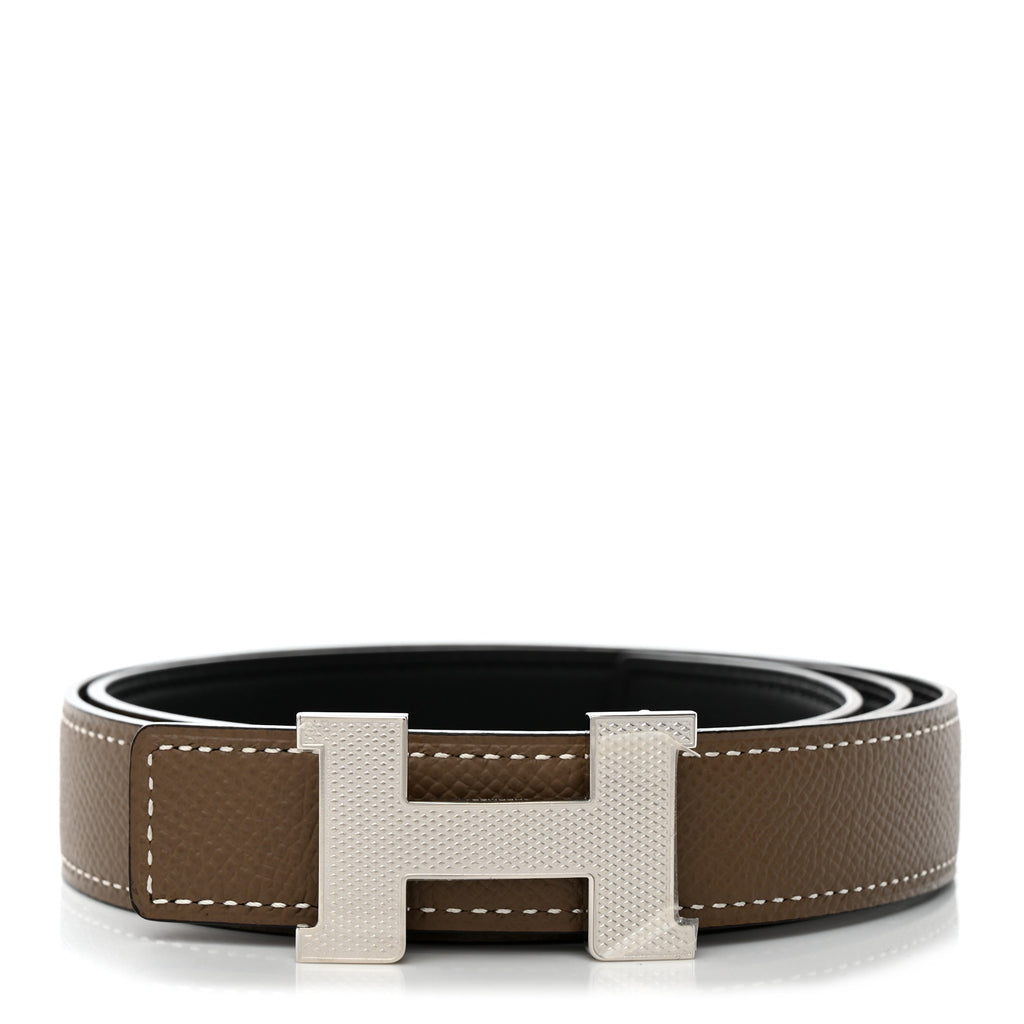 Epsom Swift 24mm Mini Constance Guilloche H Belt 75 30 Etoupe Black